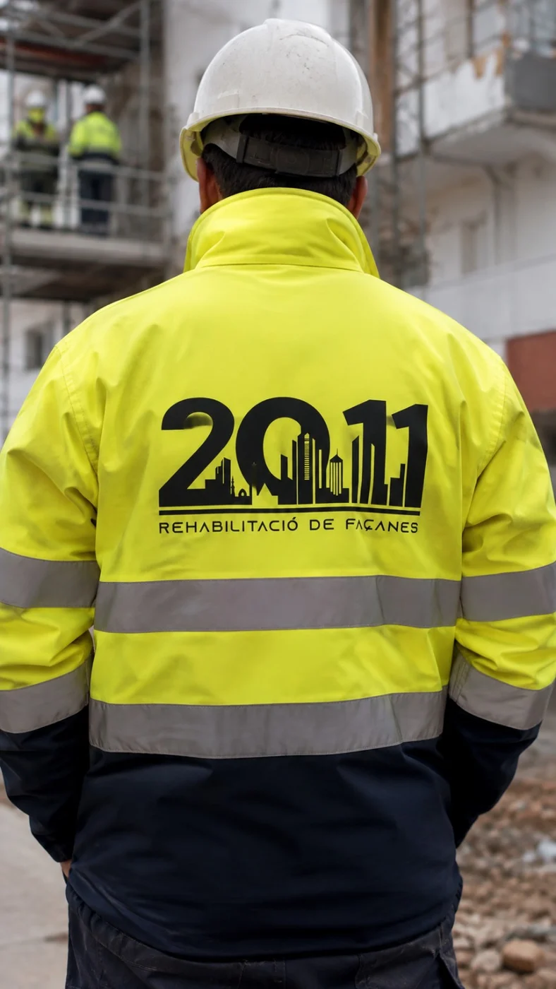 Chaqueta de alta visibilidad personalizada para rehabilitación de fachadas