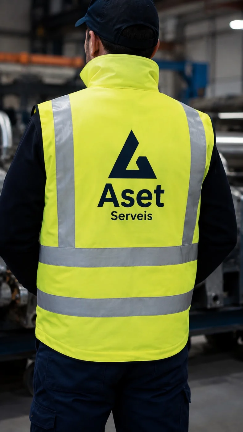 Chaleco reflectante Aset Serveis personalizado por la espalda