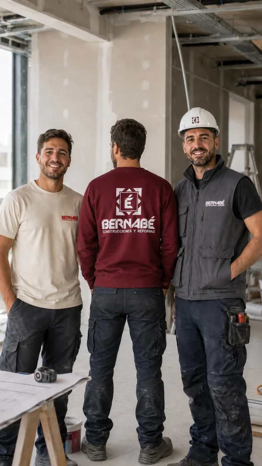 Equipo de obra con camisetas corporativas personalizadas Bernabé