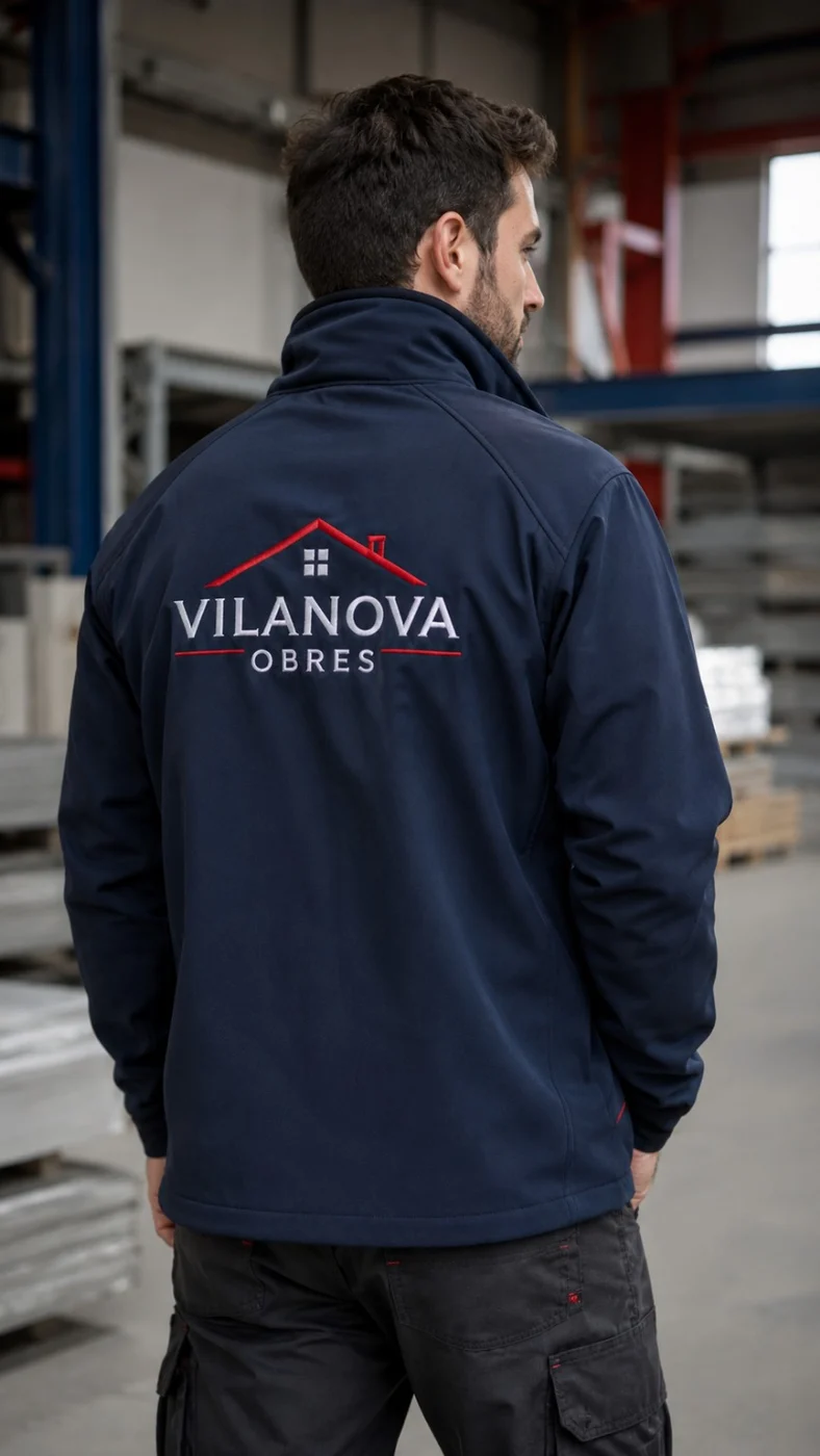 Chaqueta corporativa con marcaje trasero para empresa de obras